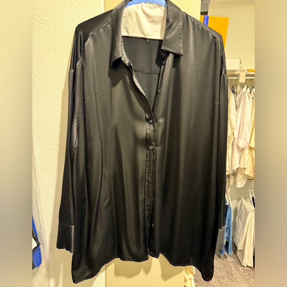 Zara black silk shirt